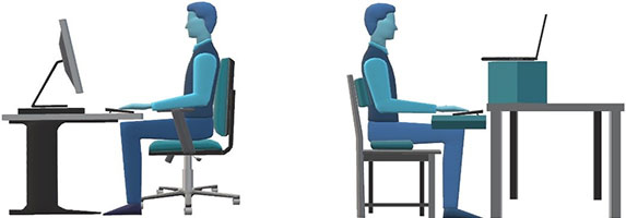 examples of good posture while sitting at a computer desk