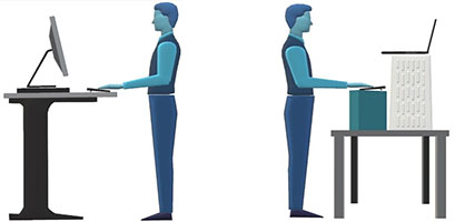 examples of how to stand at a computer desk