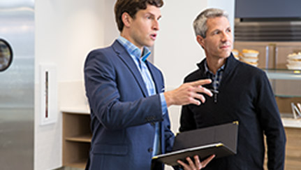 Two men talking