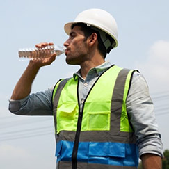 worker drinking water