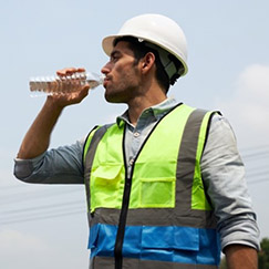 worker drinking water